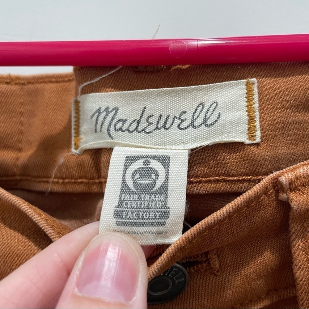 Madewell 9" Mid-Rise Skinny Jeans Garment-Dyed Button-Front Edition Burnt Sienna - Picture 6 of 10
